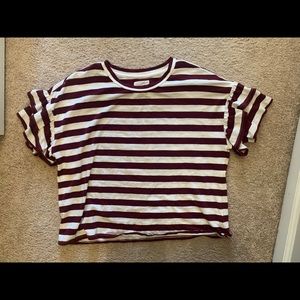 White and Red Striped Top